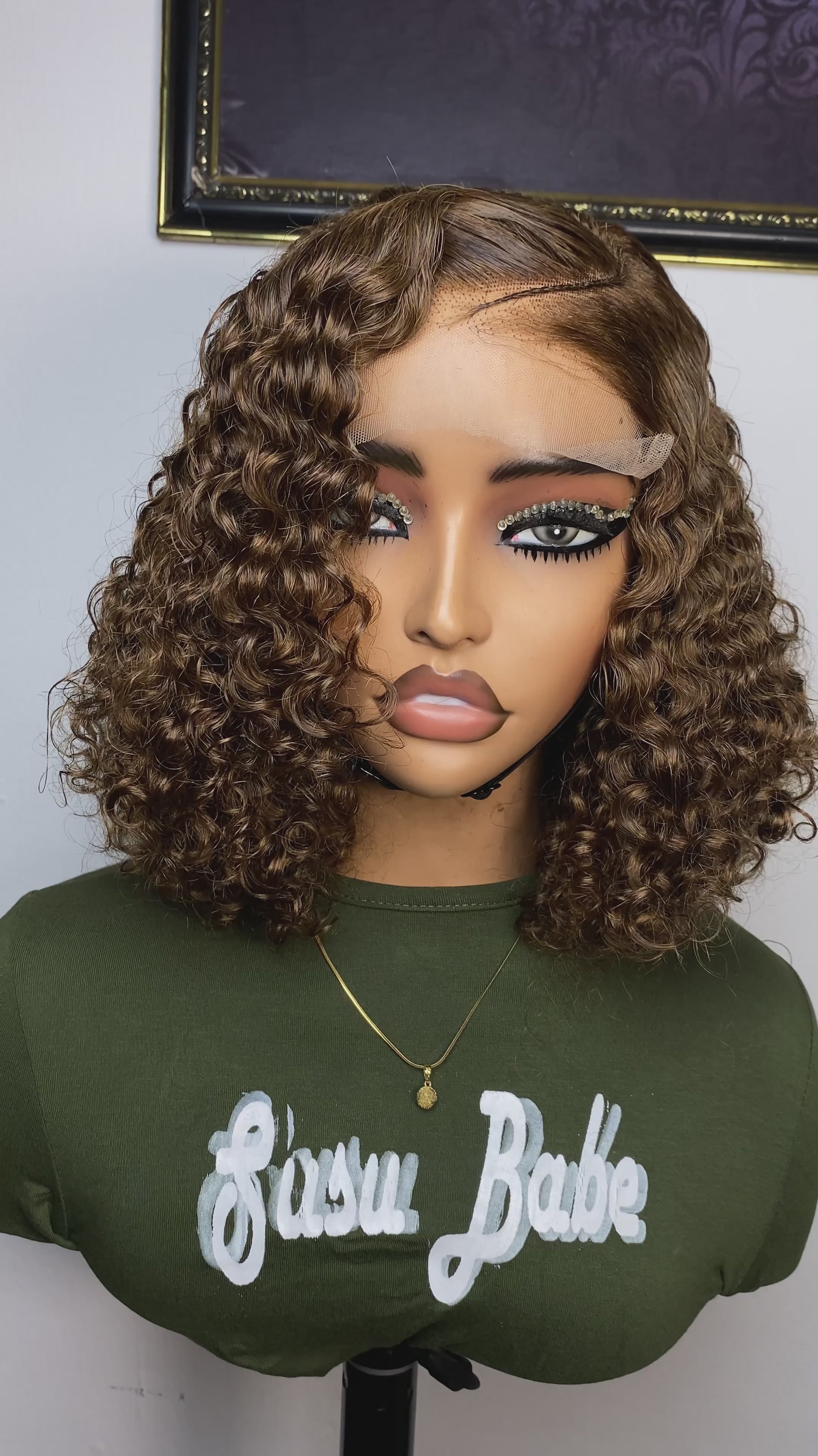 Isabelle – Brown Pixie Curls, 12" Closure