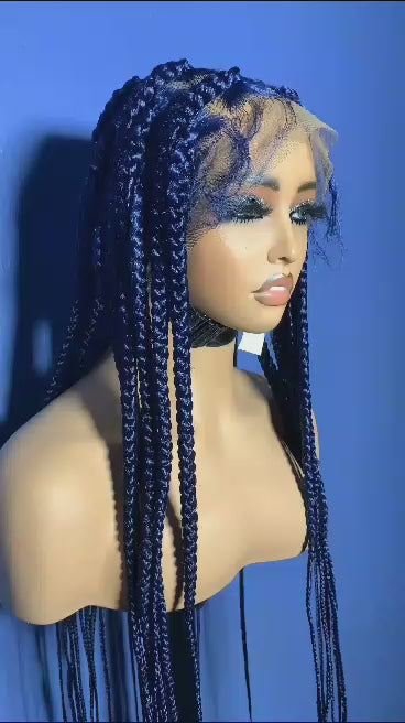 Jade – Deep Blue Box Braids, Full Lace