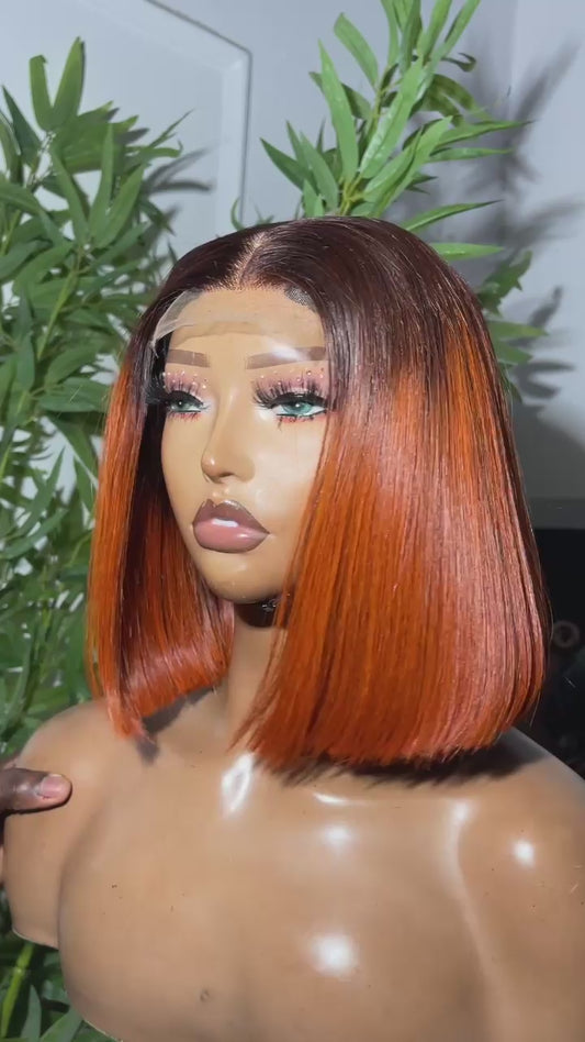 Ombré deep orange bob